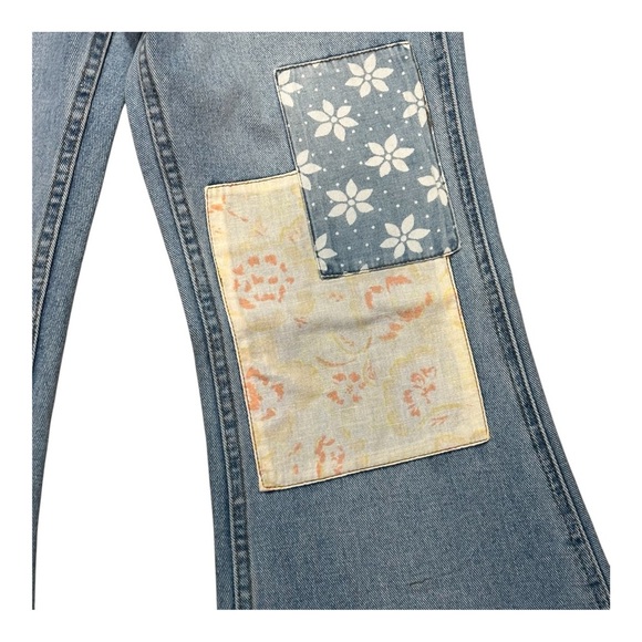 Billabong x Wrangler High Rise Medium Wash Floral Patchwork Non-Stretch Jean. 27 - Picture 9 of 15